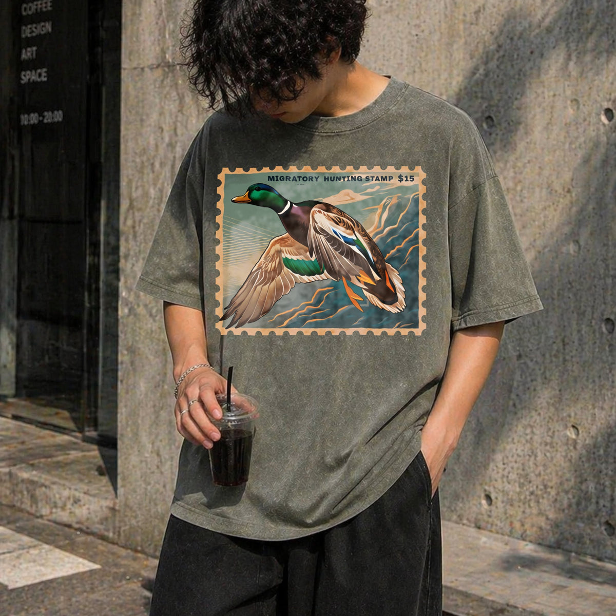 Waterfowl Stamp Art Vintage Washed T-Shirt product image 4