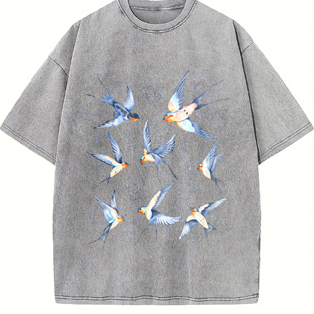 Birds 90s Tattoo Vintage Washed T-Shirt product image 5