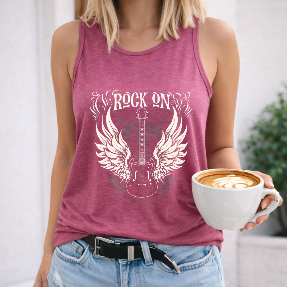 Rock On Winged Guitar Women's Tank Top