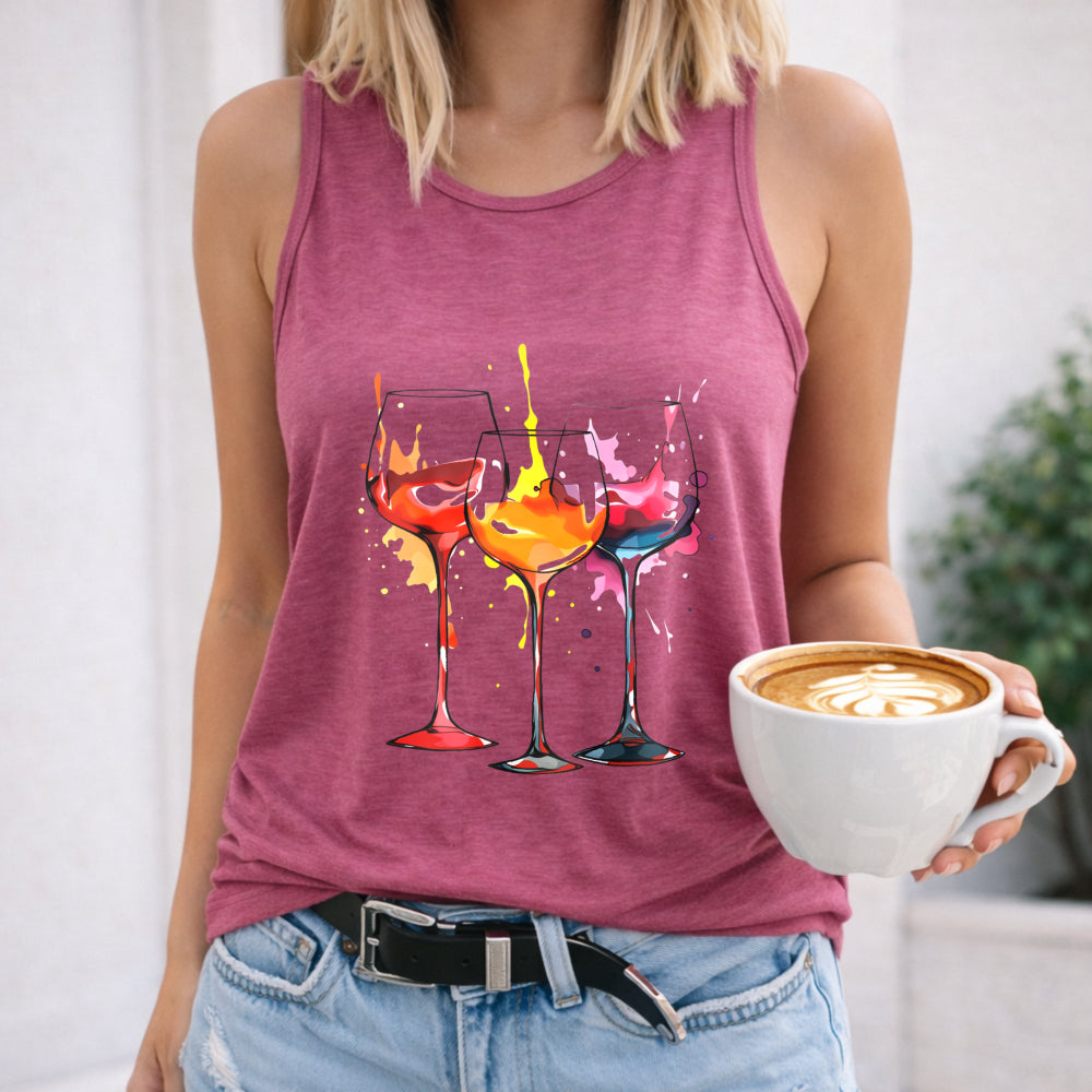 Vibrant Wine Glass Splash Women's Tank Top