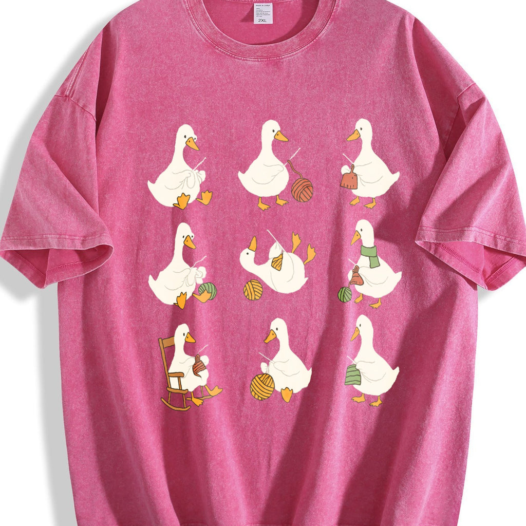 Cute Goose Crocheting Vintage Washed T-Shirt product image 5