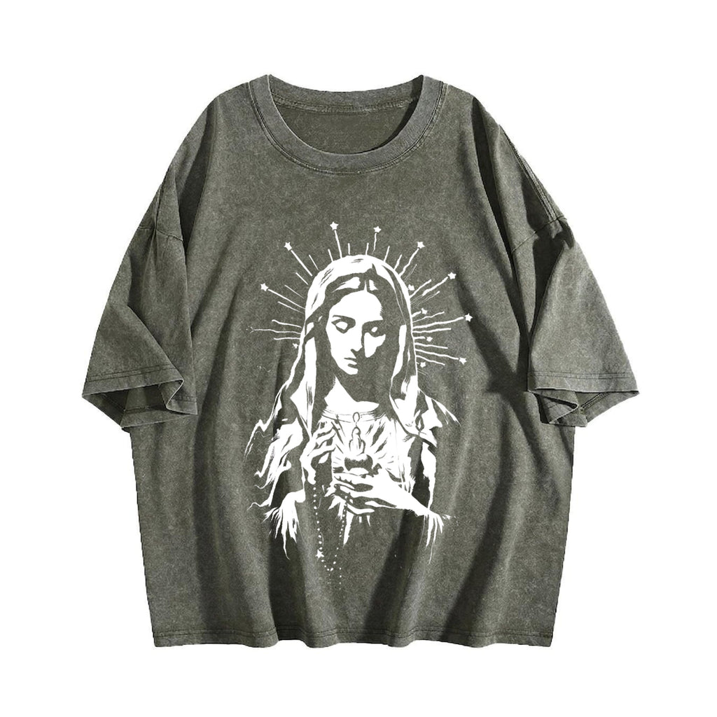 Catholic Icon - Guadalupe And Sacred Heart Vintage Washed product image 4
