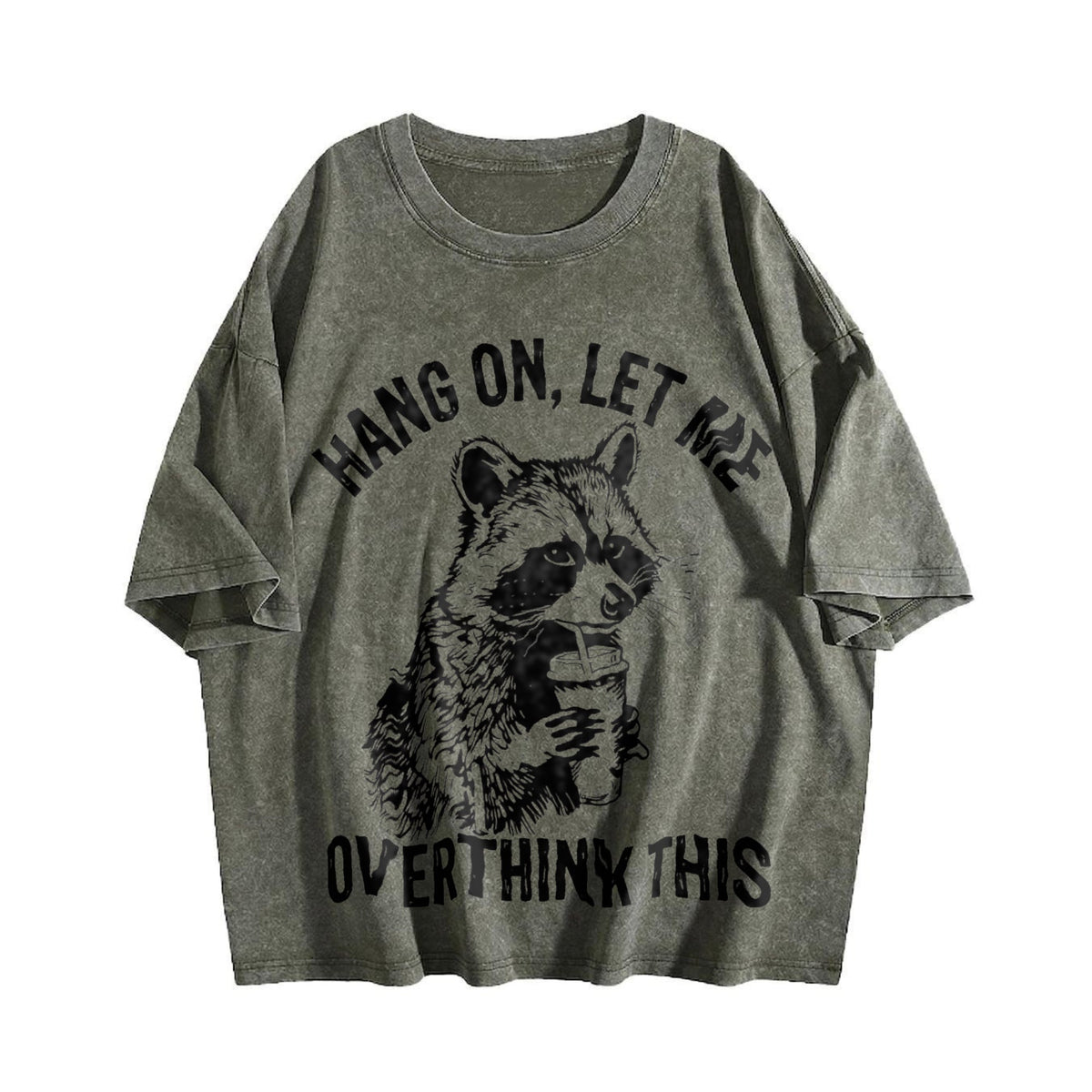 Hang On Let Me Overthink This Raccoon Vintage Washed T-Shirt product image 4
