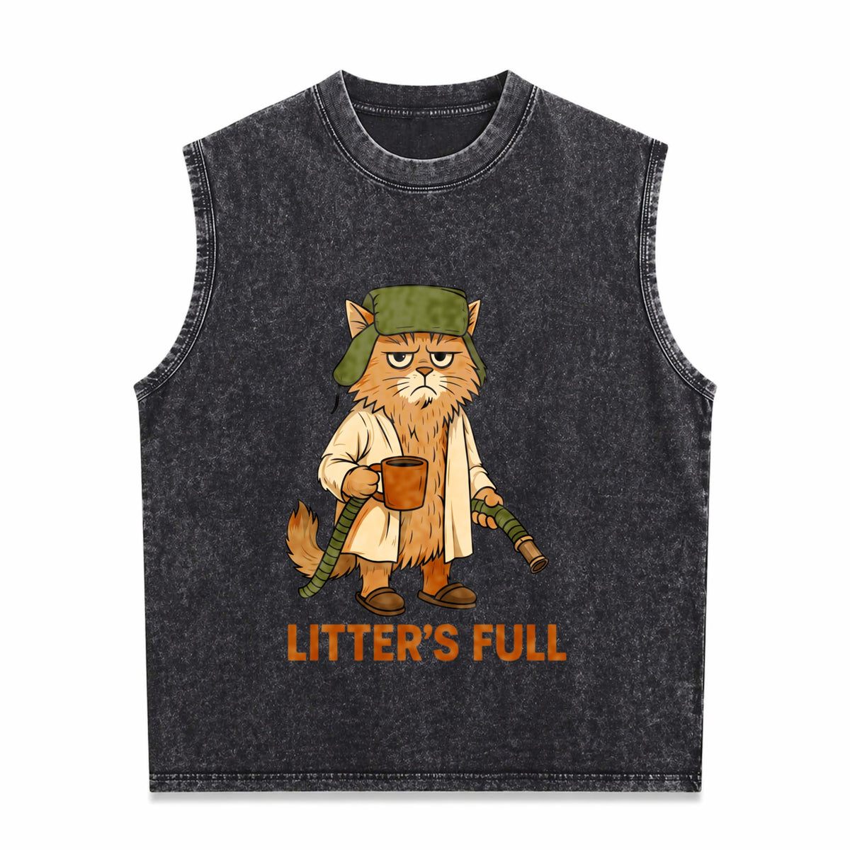 Full Funny Cat Lovers Christmas Xmas Men's Washed Tank Top