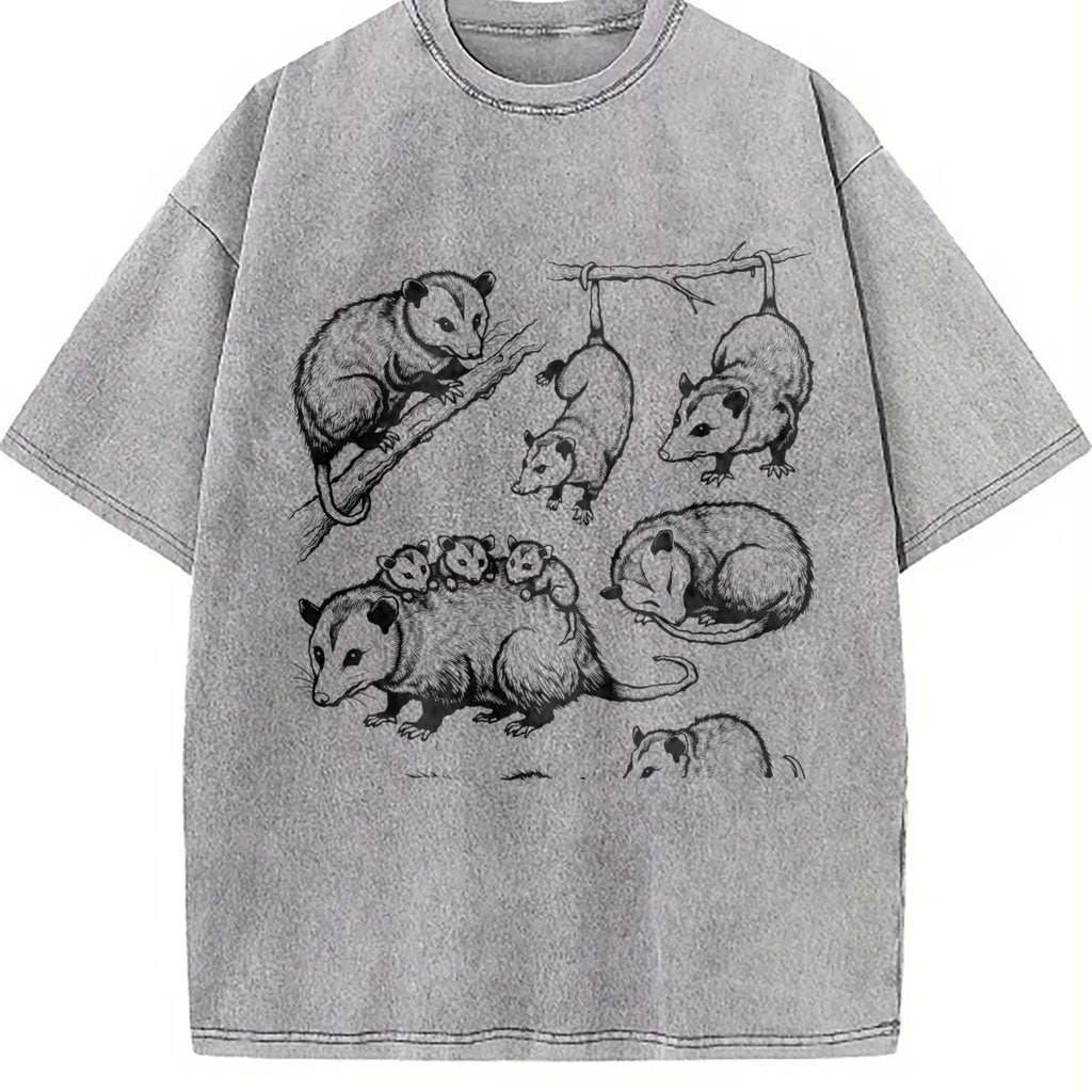Opossum 90s Tattoo Vintage Washed T-Shirt product image 5