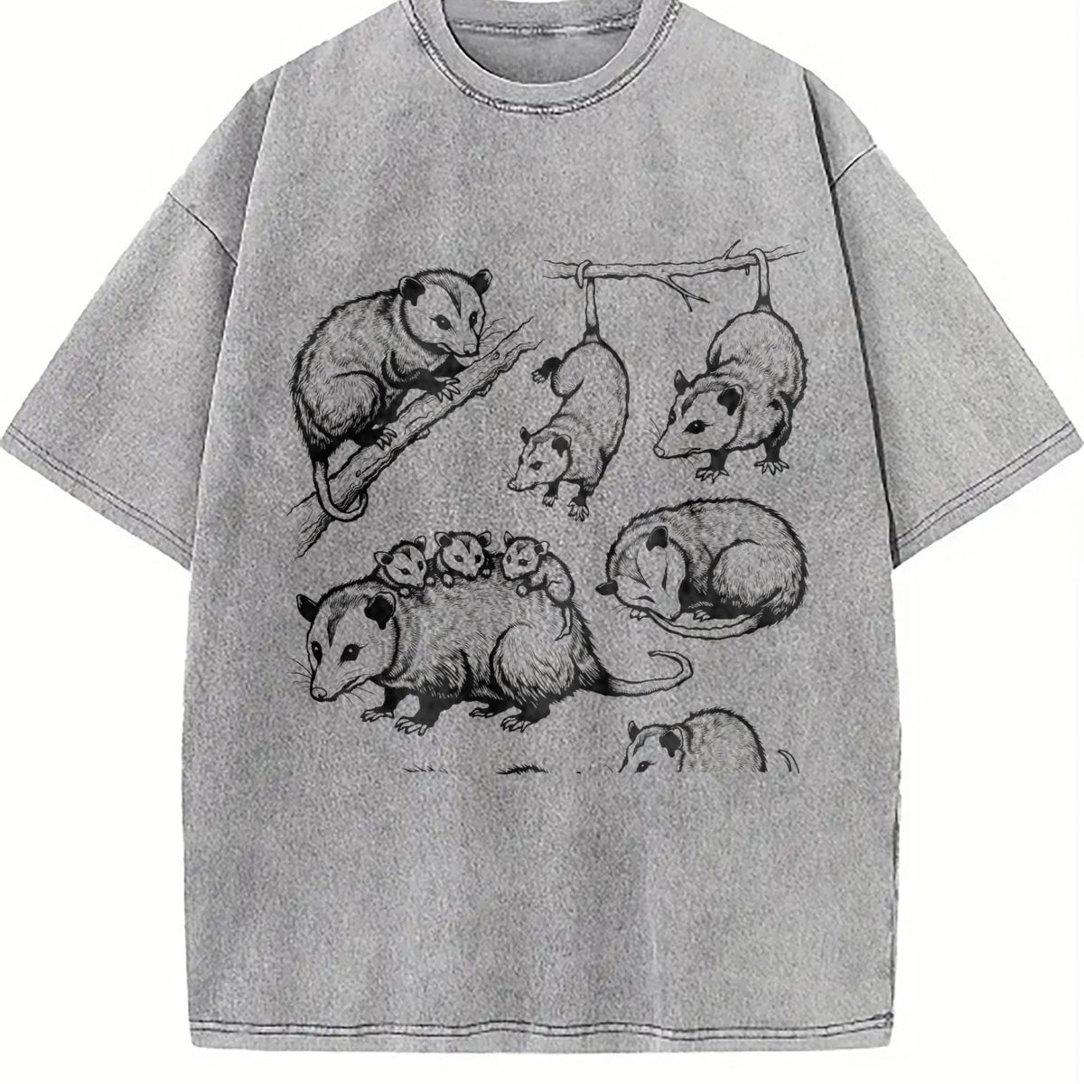 Opossum 90s Tattoo Vintage Washed T-Shirt product image 5