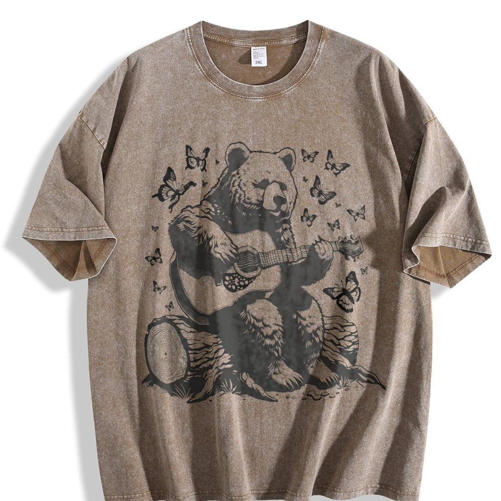 Bear Playing Guitar Vintage Washed T-Shirt product image 3