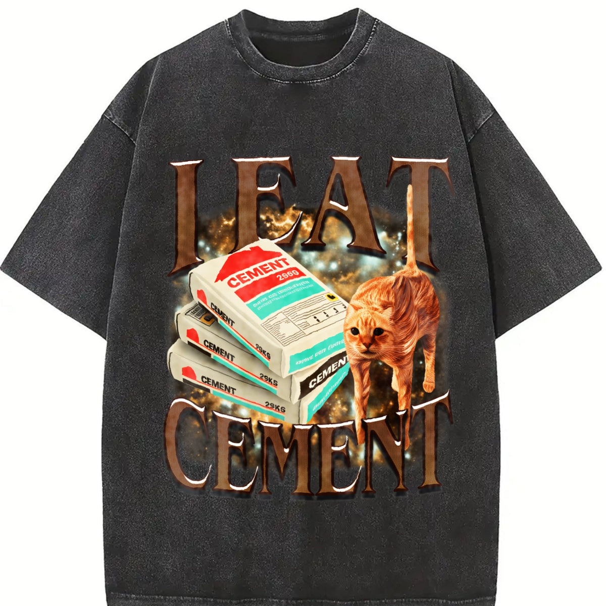 I Eat Cement Funny Cat Meme Vintage Washed T-Shirt product image 2