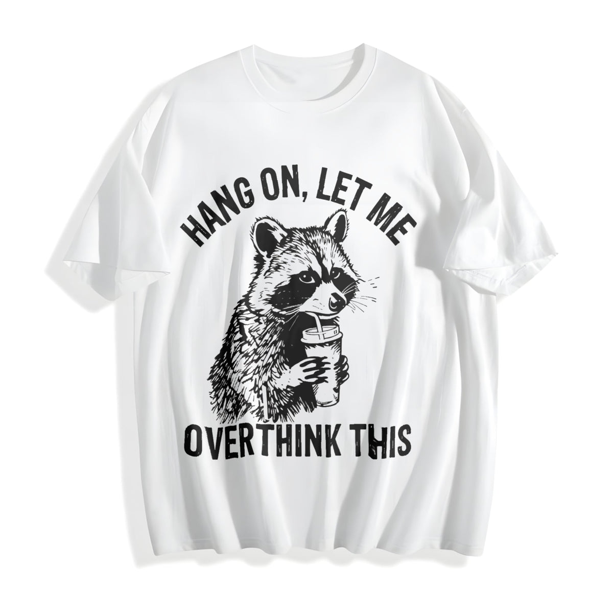 Hang On Let Me Overthink This Raccoon Cotton T-Shirt product image 2