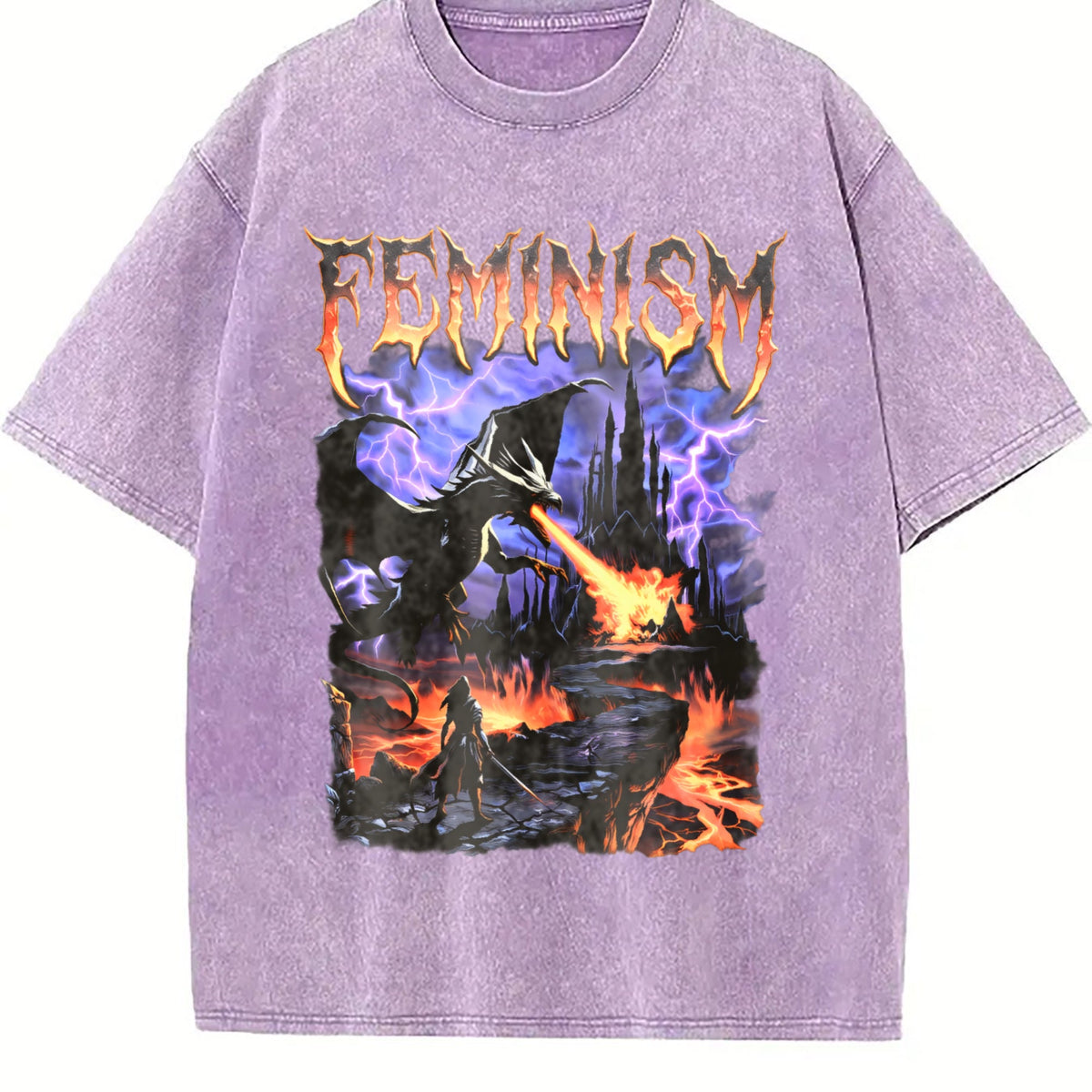 Feminism Dragon Vintage Washed T-Shirt product image 6