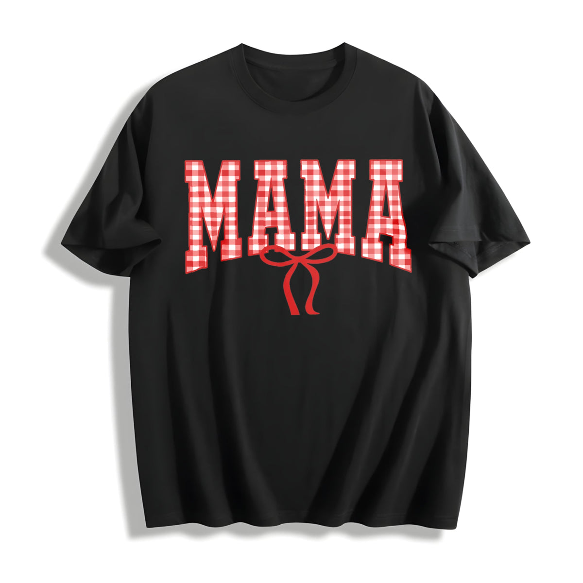 Mama Gingham Bow Cotton T-Shirt product image 1