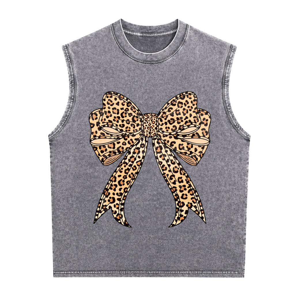 Coquette Bow Leopard For Aesthetic Girly Men's Washed Tank Top