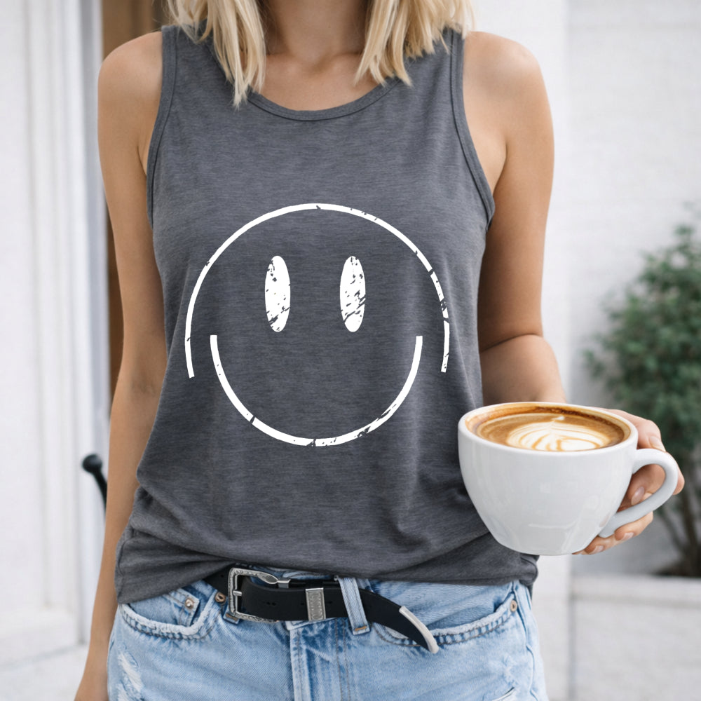 Distressed Smiley Face Women's Tank Top