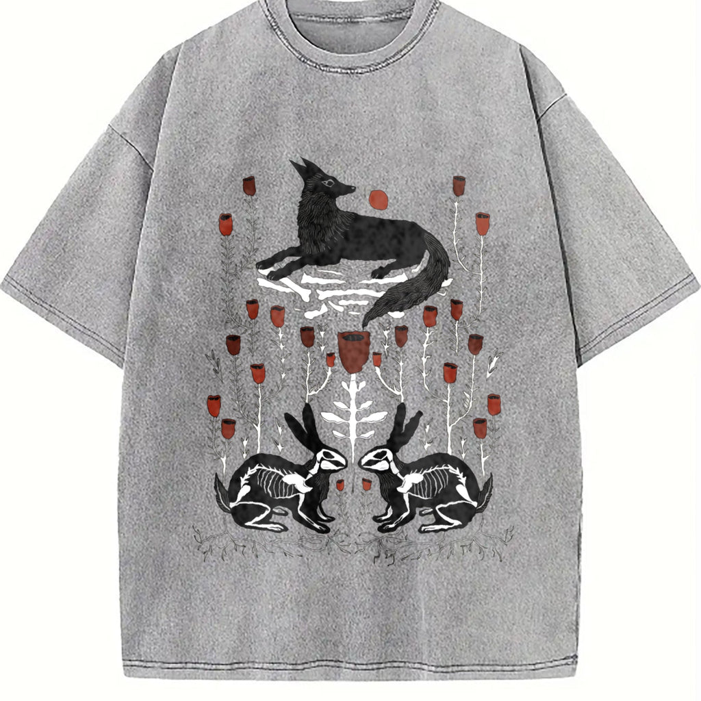 Summer Fantasy Mysterious Floral Fox Skull Rabbit Vintage product image 5
