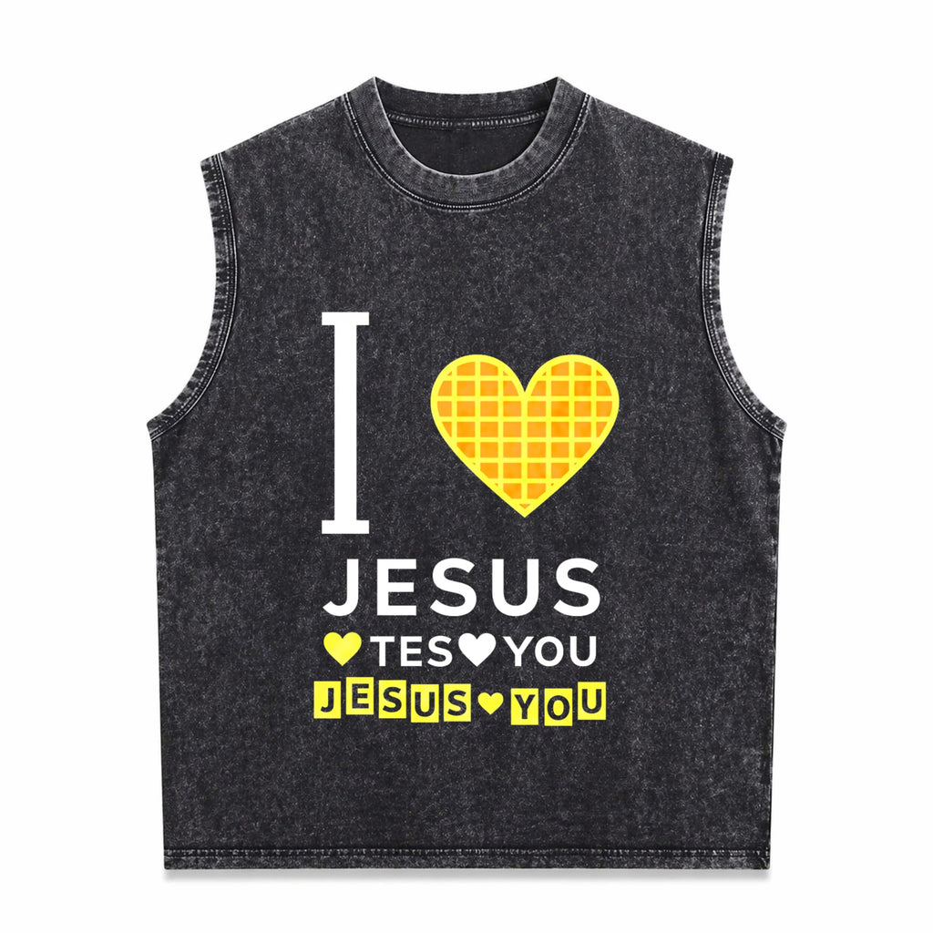 I Love Jesus Jesus Love You Men's Washed Tank Top