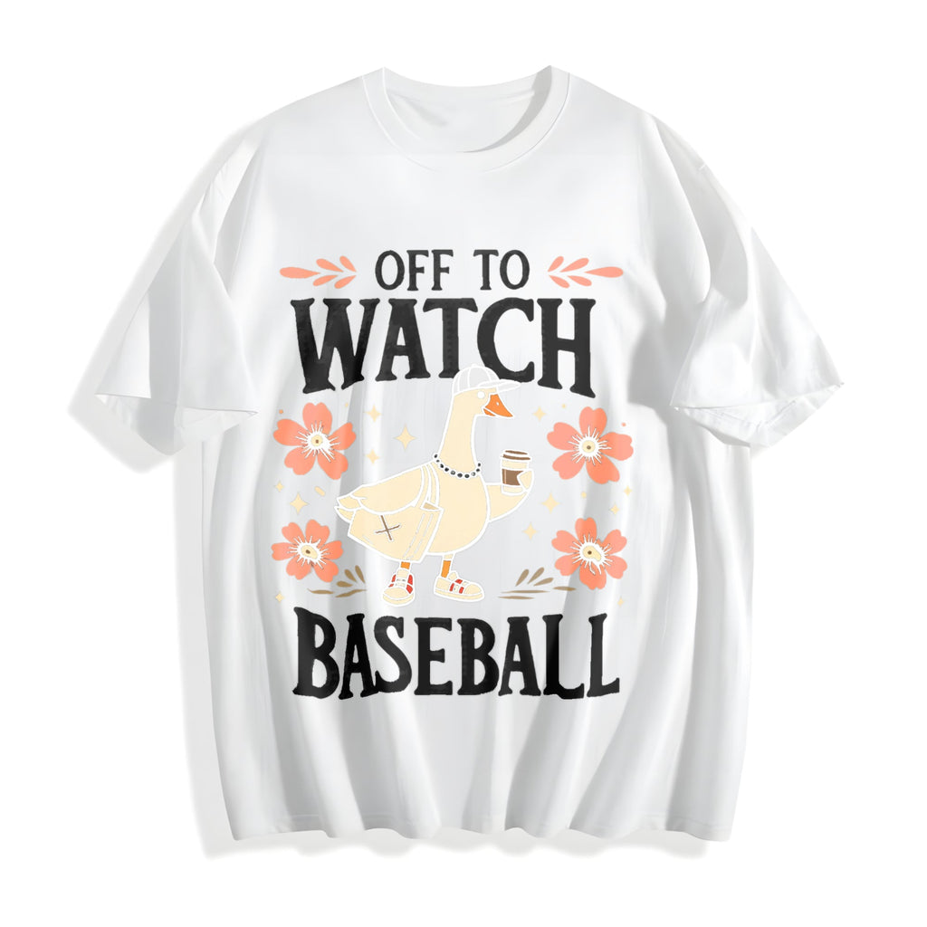Off To Watch Baseball Goose Funny Silly Cotton T-Shirt product image 2