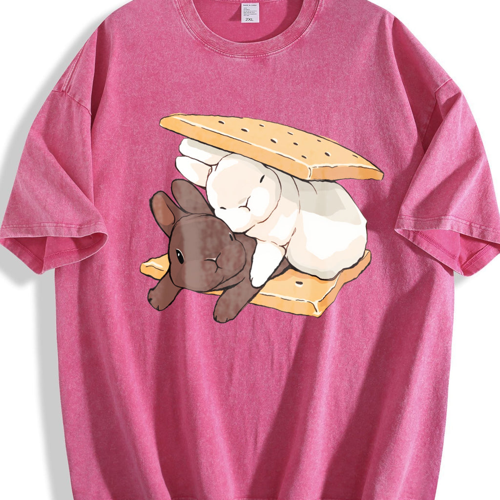 Two Rabbits Lying Vintage Washed T-Shirt product image 7
