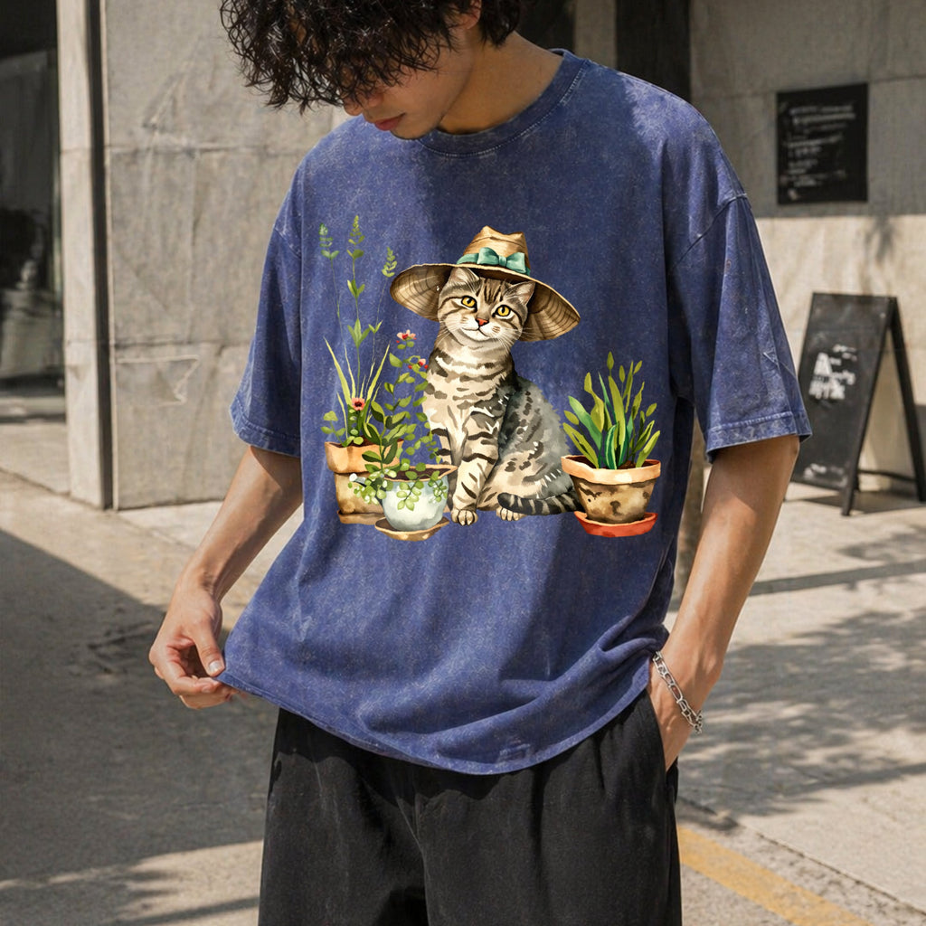 Cat And Plant Vintage Washed T-Shirt product image 8