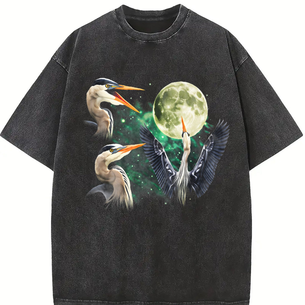 Great Blue Heron Moon Vintage Washed T-Shirt product image 2