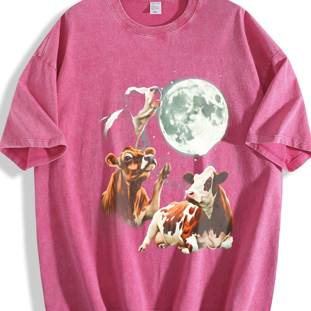 Cow Howling At Moon 90s Vintage Washed T-Shirt product image 7
