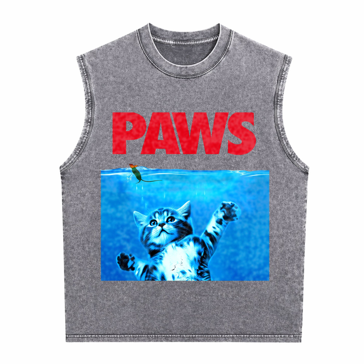Xiongying Paws Cat And Mouse Men's Washed Tank Top