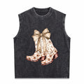 Cowgirl Chinoiserie Floral Boot Men's Washed Tank Top