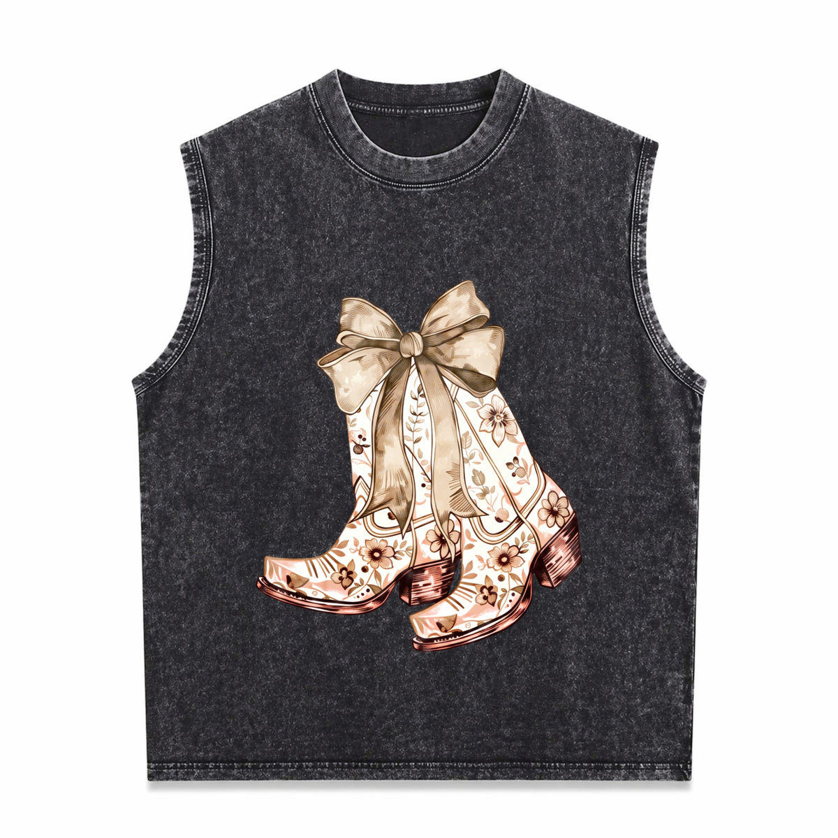 Cowgirl Chinoiserie Floral Boot Men's Washed Tank Top