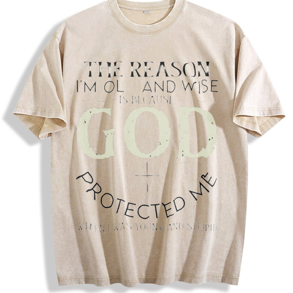 God Protected Me Vintage Washed T-Shirt product image 1