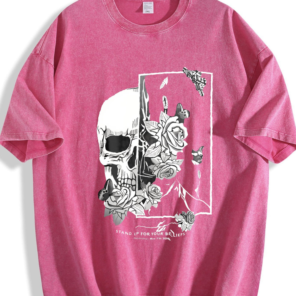 Gothic Skull & Rose - Dark Art Vintage Washed T-Shirt product image 7