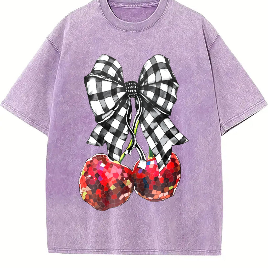 Compatible Cherry & Bow Vintage Washed T-Shirt product image 6
