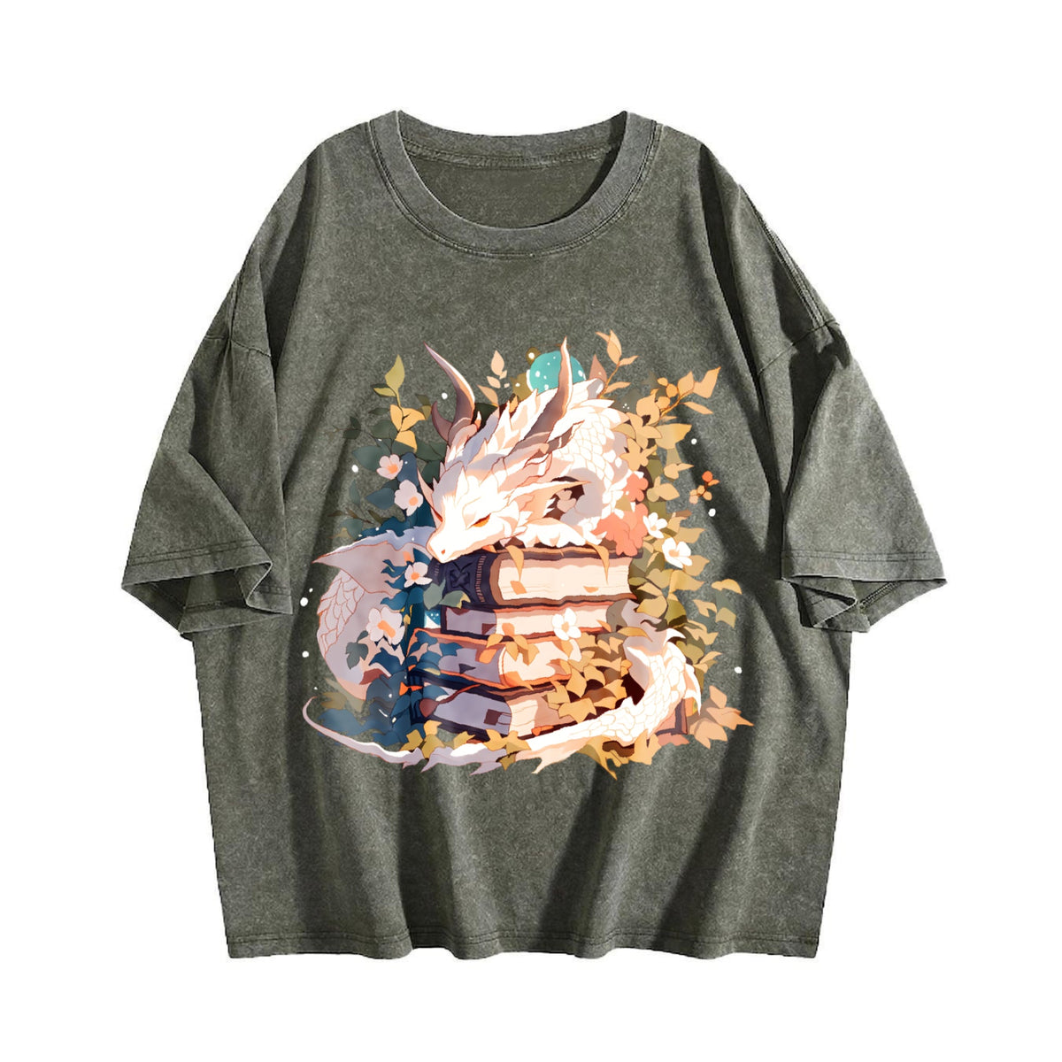 Animal Series Summer : White Dragon Lying On Books Vintage product image 4