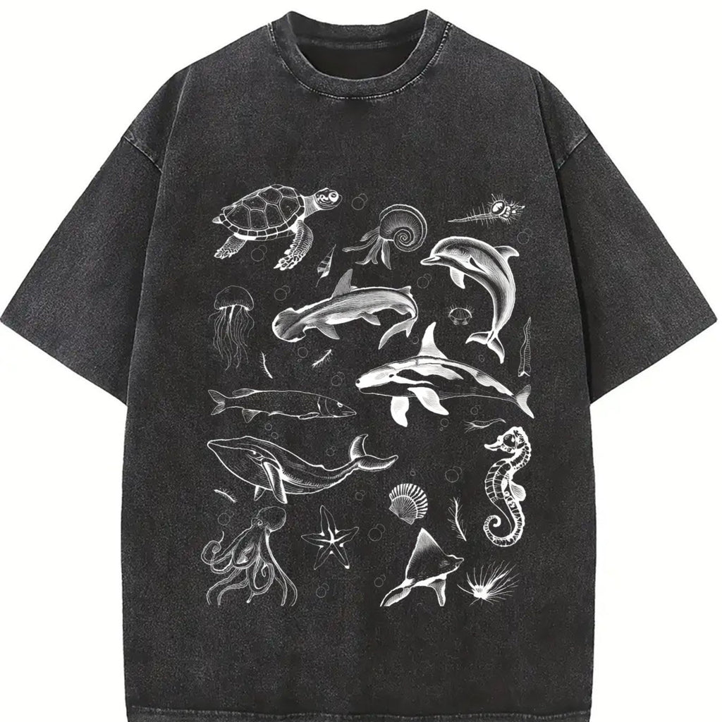 Sea Animals 90s Vintage Washed T-Shirt product image 2