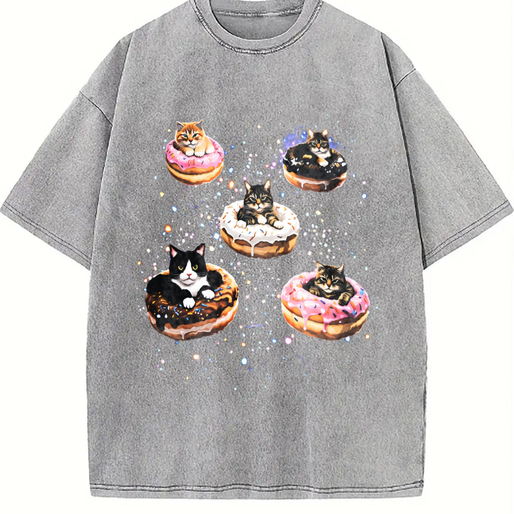 Cat Donut 90s Vintage Washed T-Shirt product image 5