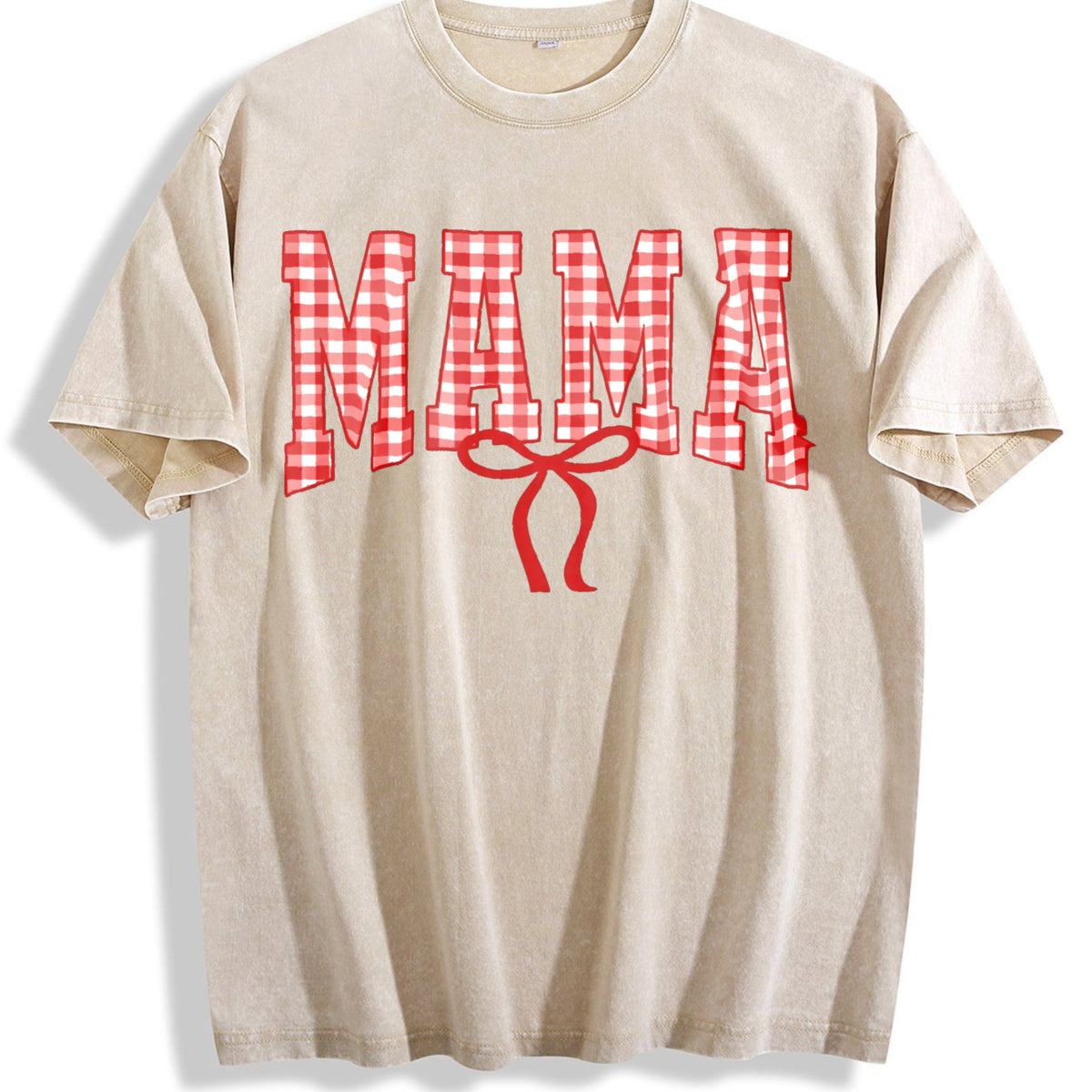 Mama Gingham Bow Vintage Washed T-Shirt product image 1