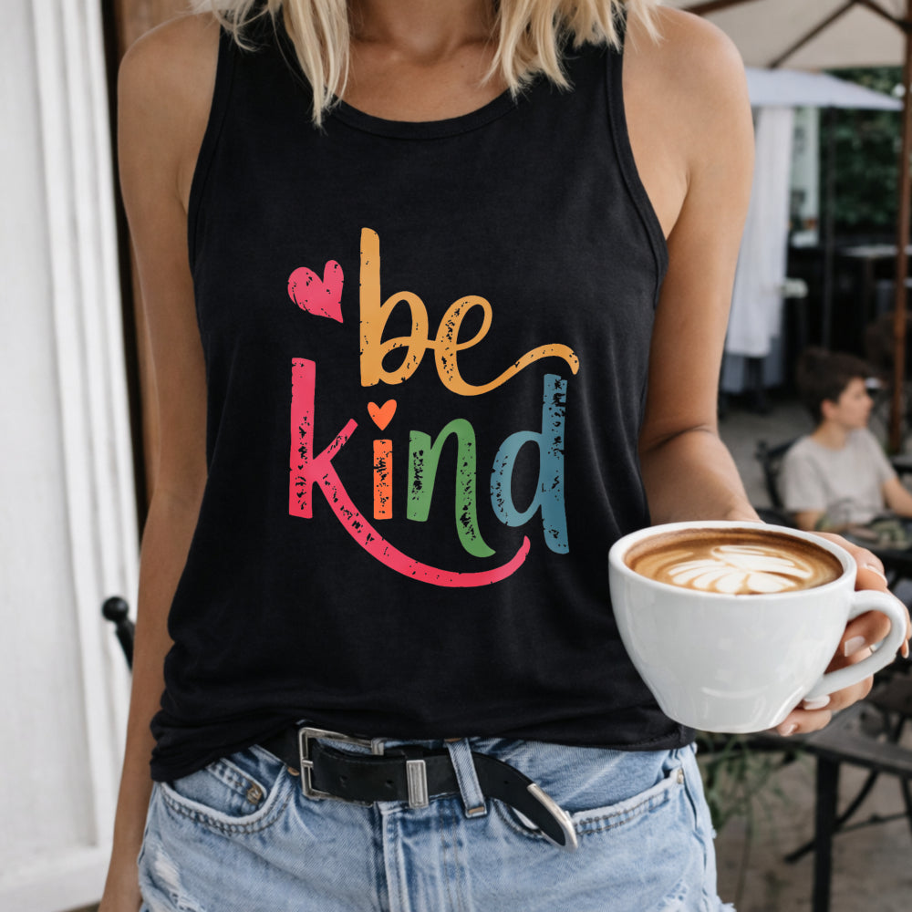 Be Kind Rainbow Lettering Women's Tank Top