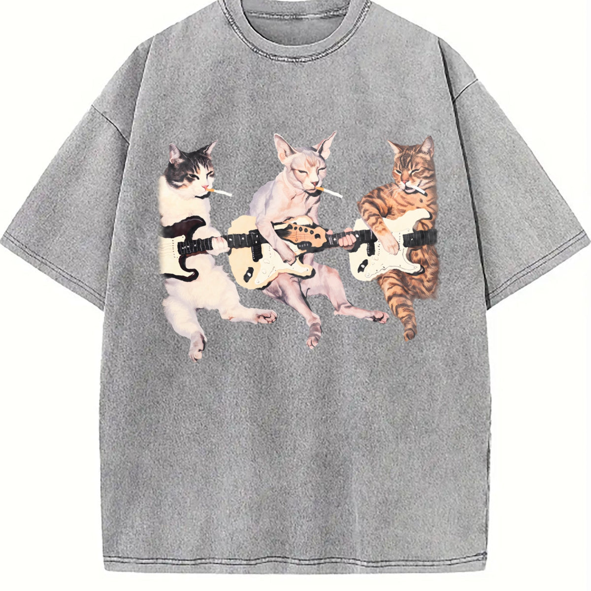Rock Band Cats Vintage Washed T-Shirt product image 5