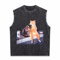 Smoking Cat Meme For Cat Lovers Black Humorous Perfect Men's Washed Tank Top
