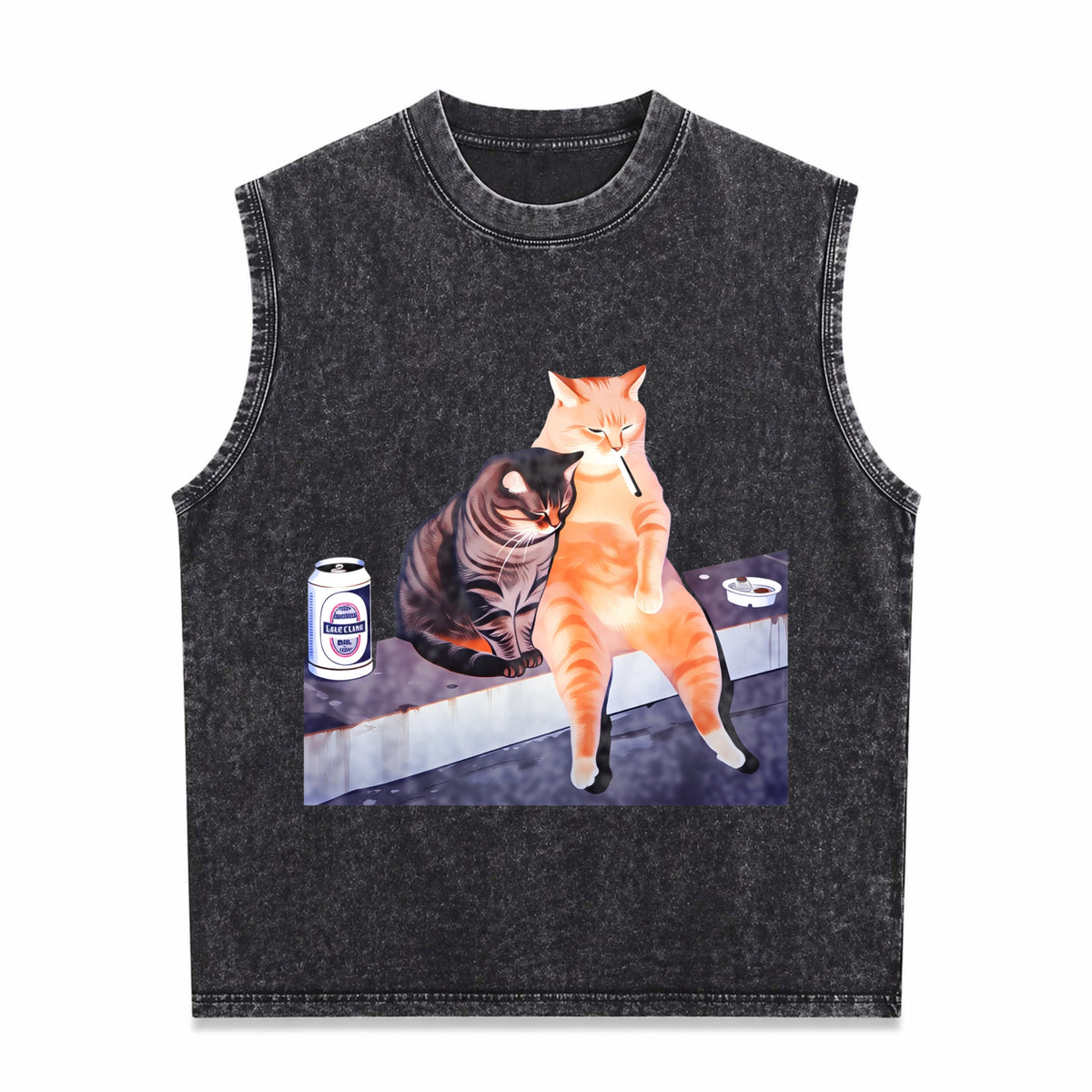 Smoking Cat Meme For Cat Lovers Black Humorous Perfect Men's Washed Tank Top