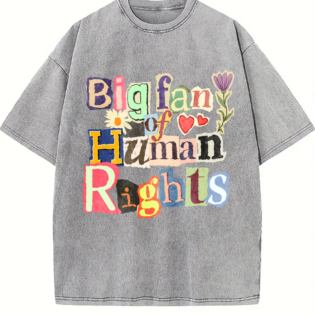 Big Fan Of Human Rights Vintage Washed T-Shirt product image 4
