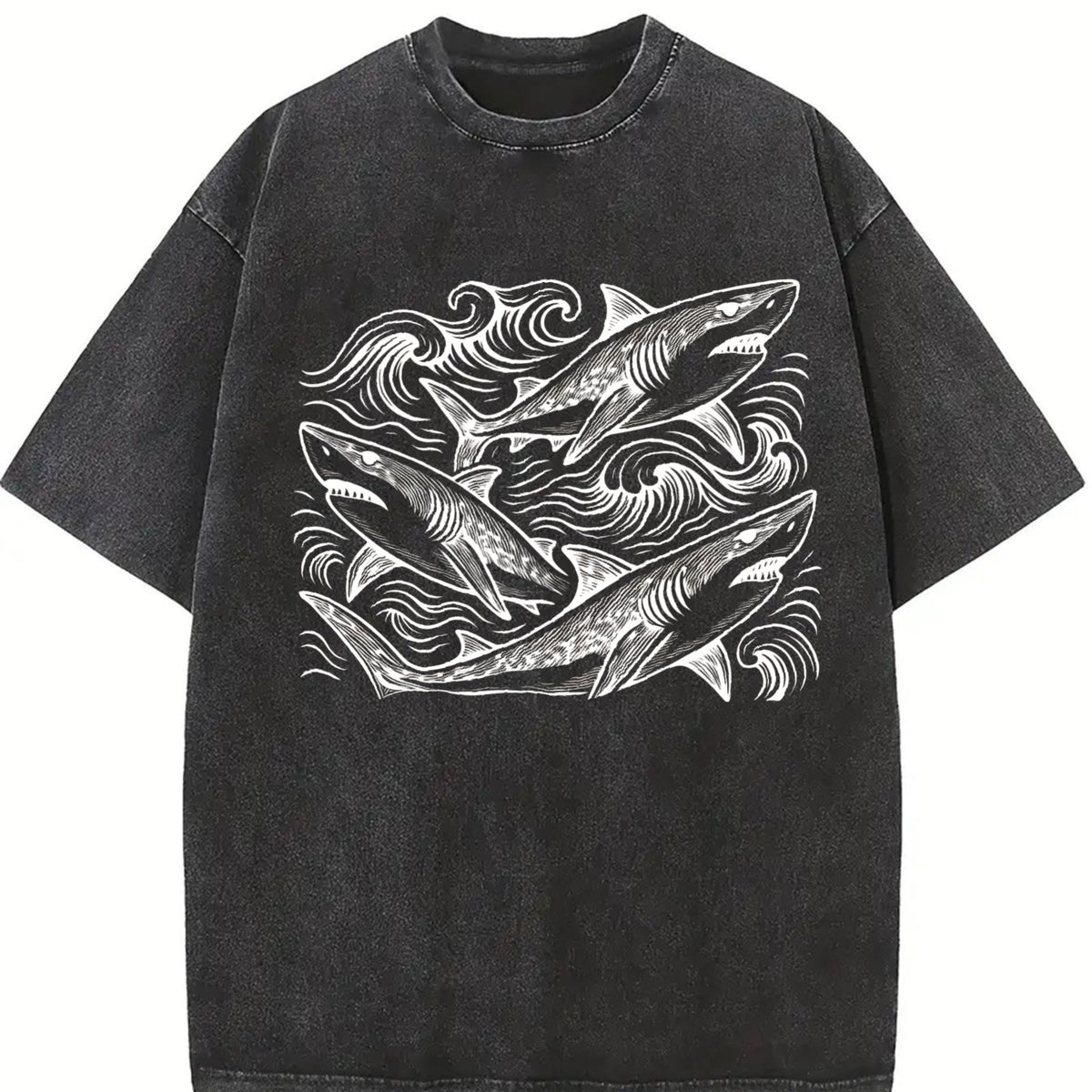 Sharks Ocean 90s Vintage Washed T-Shirt product image 2