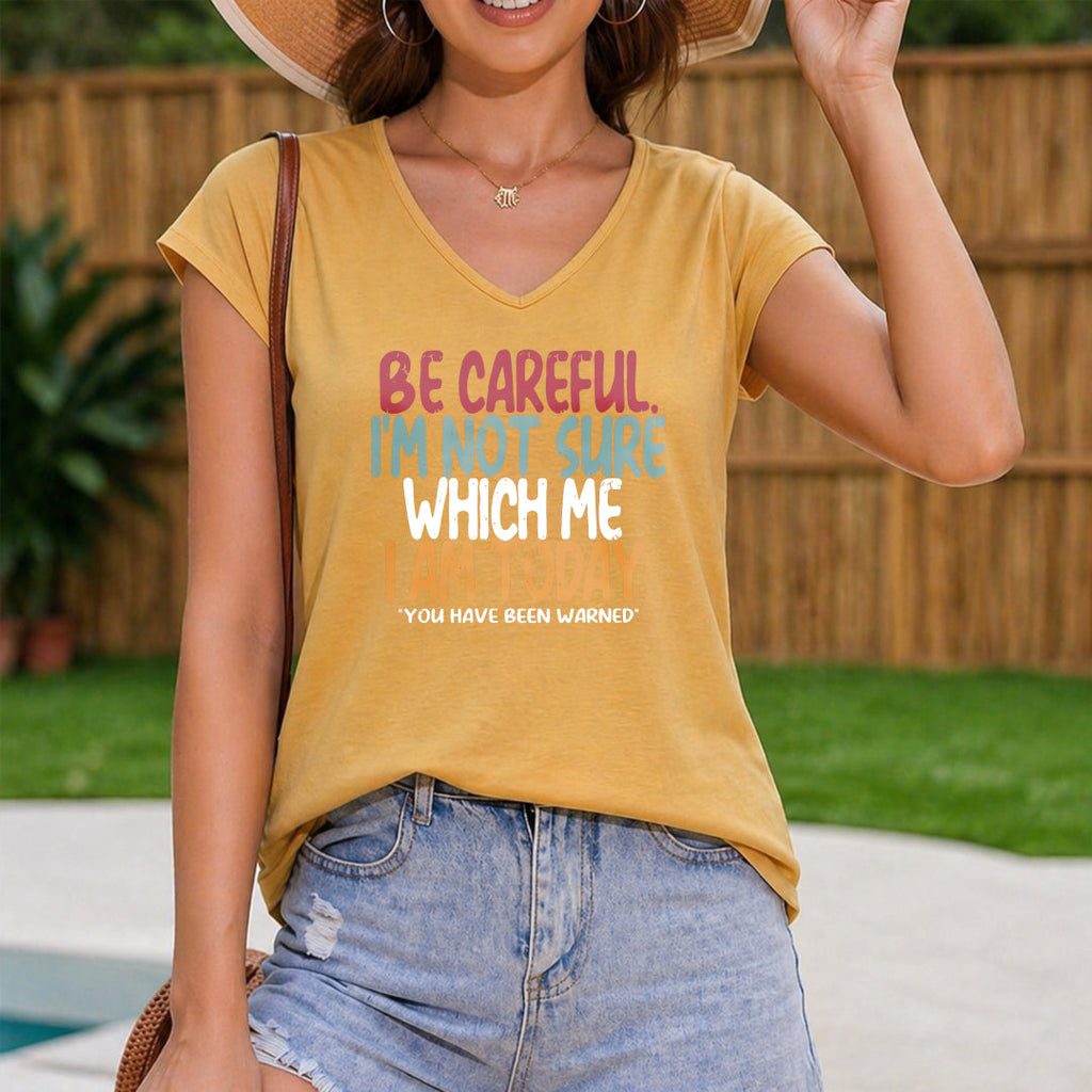 Funny Slogan Black Svel With Be Careful I'm Not Sure Women's V-Neck Tank Top