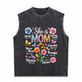 She Is Mom Bible Verses Christian Boho Floral Mother's Men's Washed Tank Top