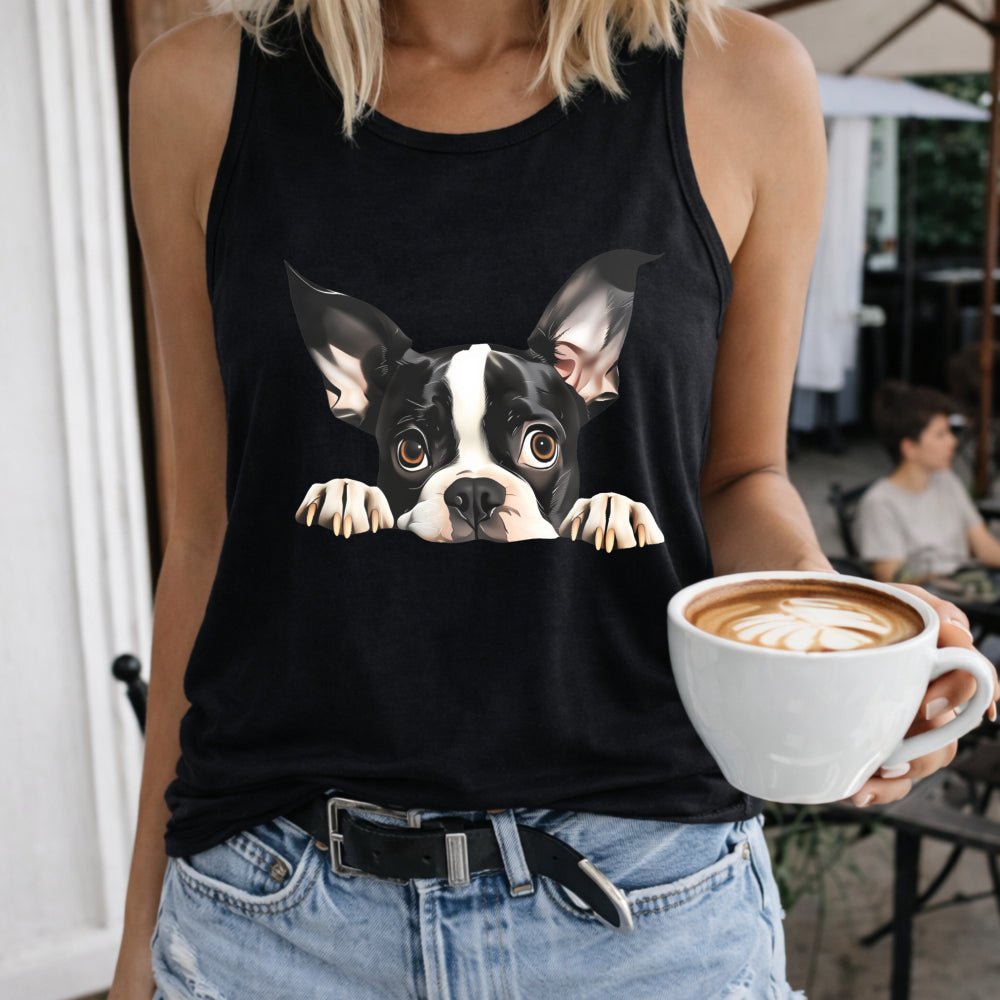 Peeking Boston Terrier Women's Tank Top
