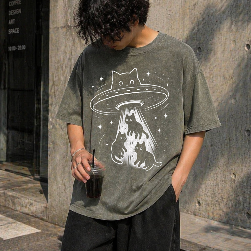 Funny Cat UFO Cute Kitty Space Spaceship Alien Vintage product image 4