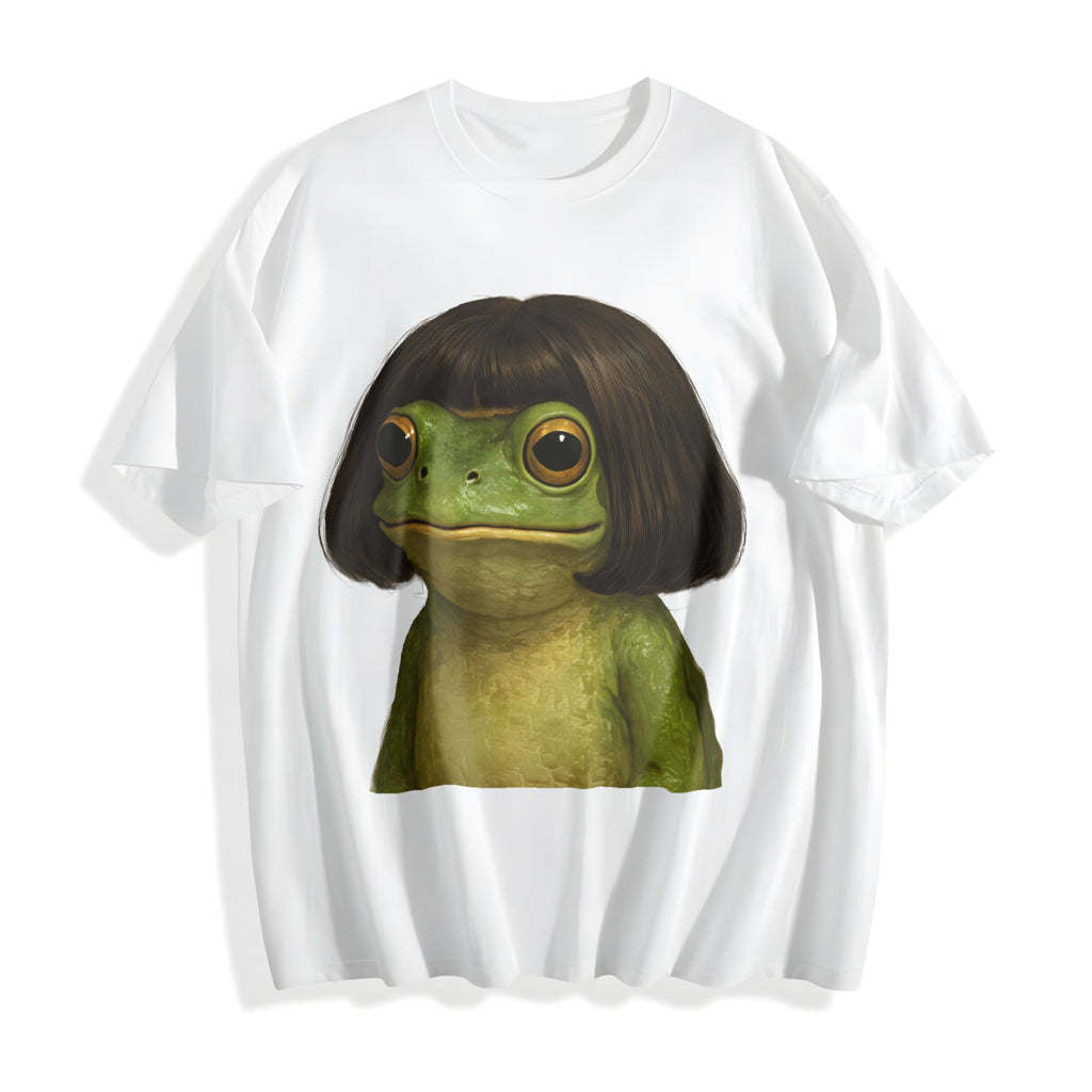Frog With Bob Haircut Cotton T-Shirt product image 2
