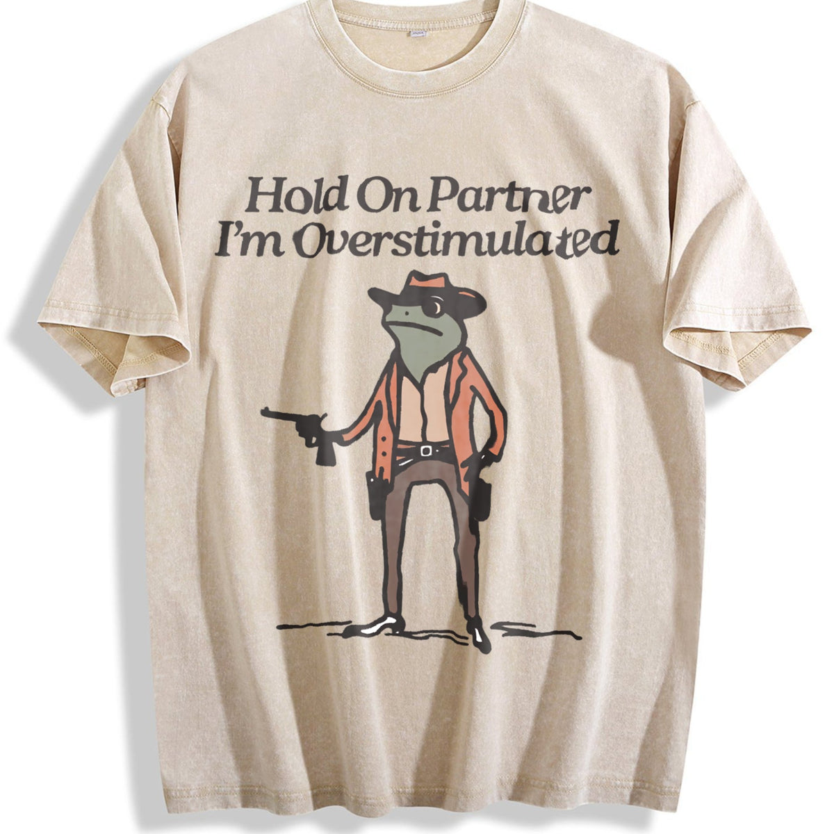 Hold On Partner I'm Overstimulated Vintage Washed T-Shirt product image 1