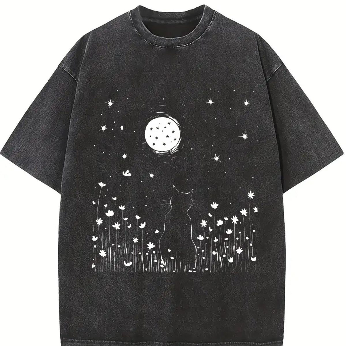 Inspired Moonlit Cat Field Vintage Washed T-Shirt product image 2