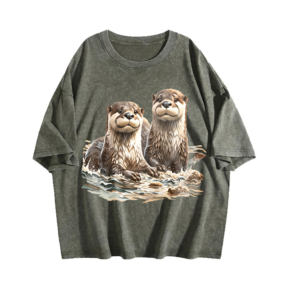 Two River Otters Wilderness 90s Vintage Washed T-Shirt product image 4
