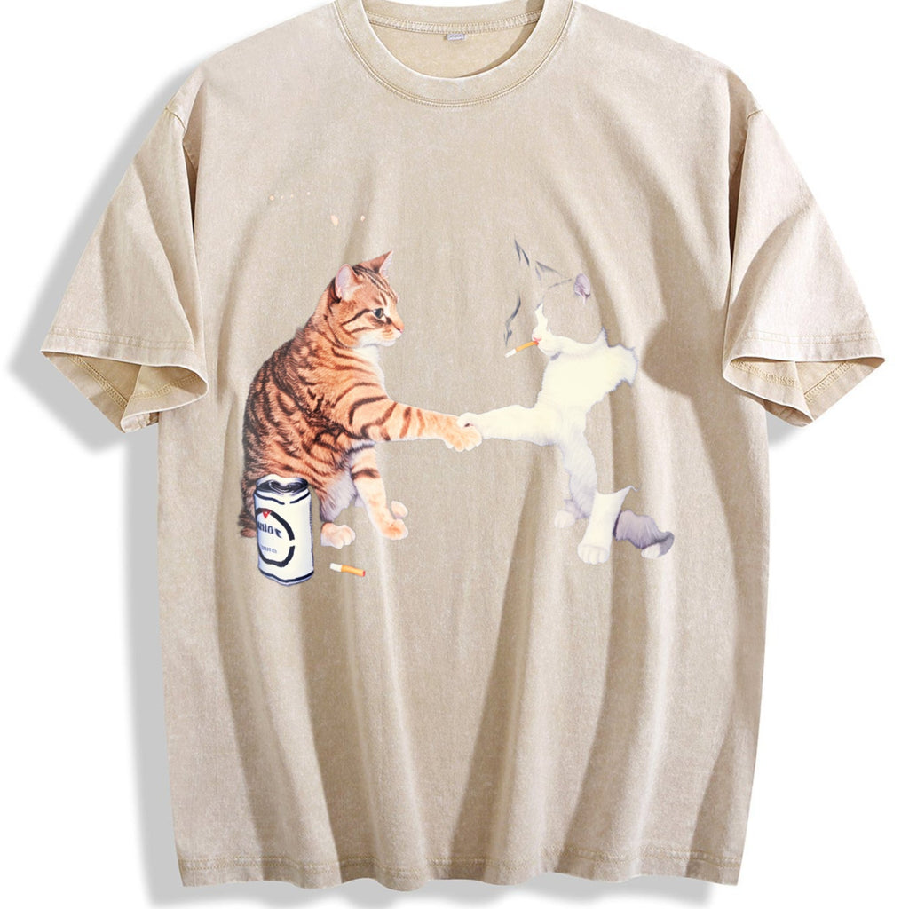 Smoking Cats Vintage Washed T-Shirt product image 1