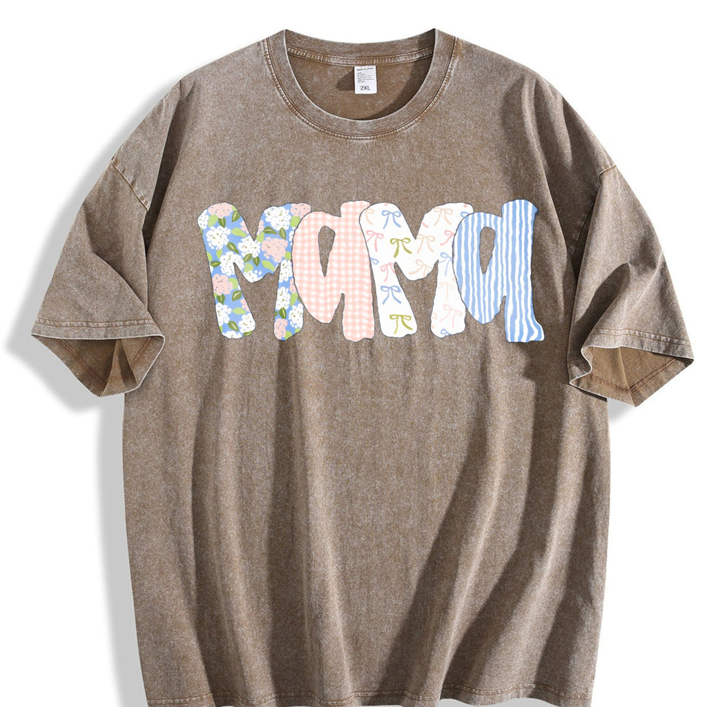 Floral Preppy Mama Mom Vintage Washed T-Shirt product image 3